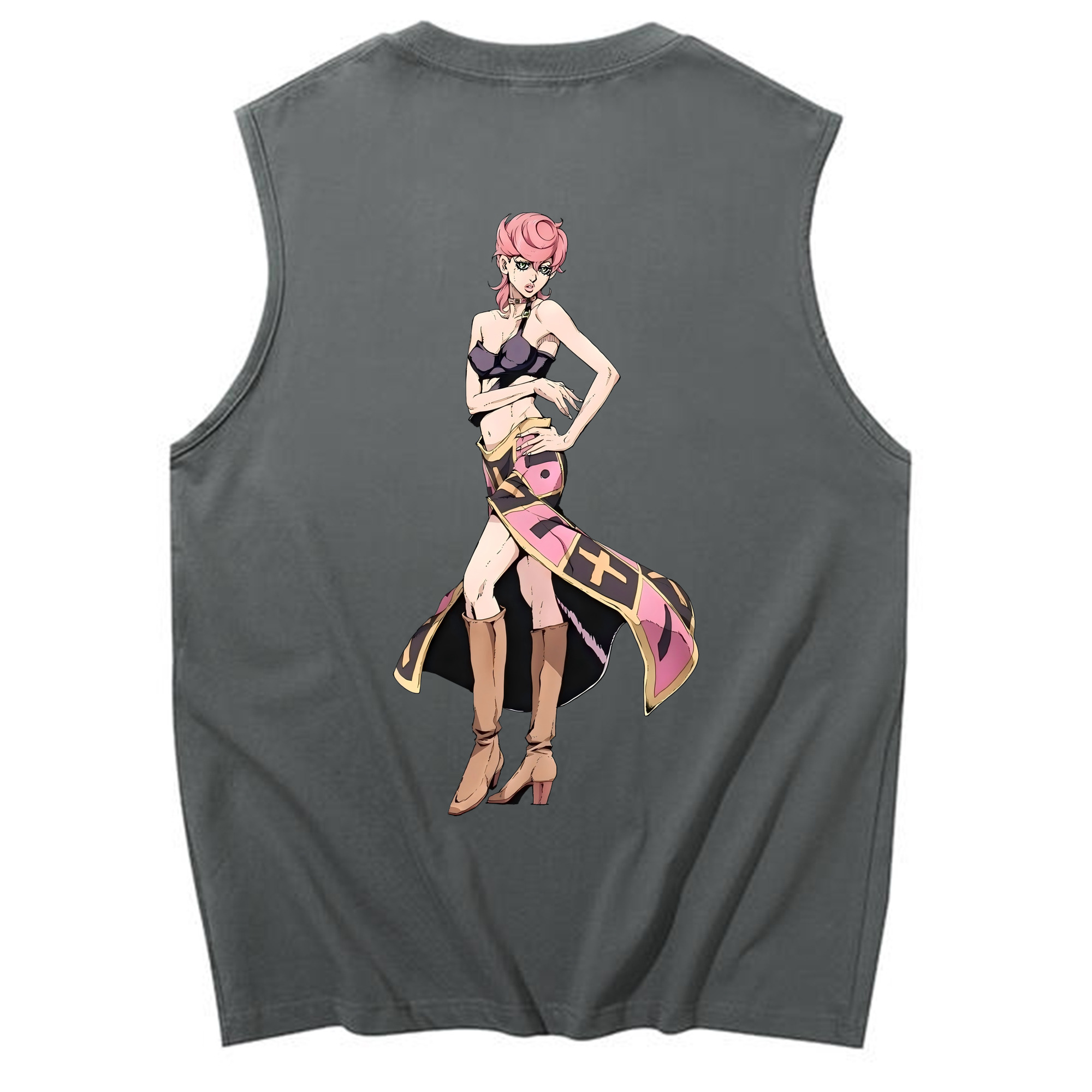 （画像用） ジョジョの奇妙な冒険 トリッシュ?ウナ JoJo's Bizarre Adventure Trish Una コットン100％タンクトップ（背面プリント）